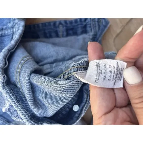 Free People Distressed Denim & Knit Sweater HOODIE Jacket S French Terry Gray - Picture 8 of 9
